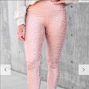 Zyia blush/gold cheetah print leggings, 8-10.